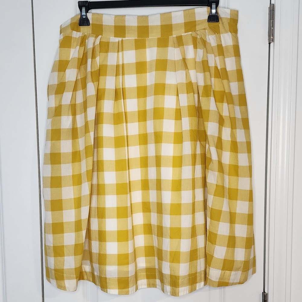 Emily and Fin Yellow Plaid Skirt Pleated A-Line Midi Plus Size 1X